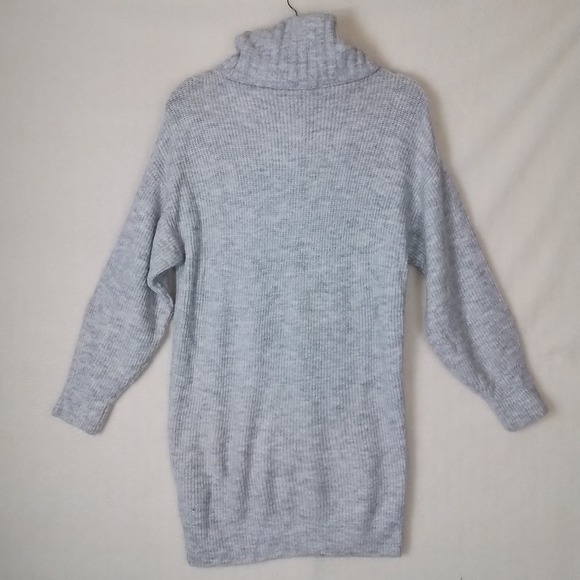 EXPRESS Acrylic Mini Turtleneck Sweater Dress‎ Size XSmall in Grey Heather - Picture 3 of 16